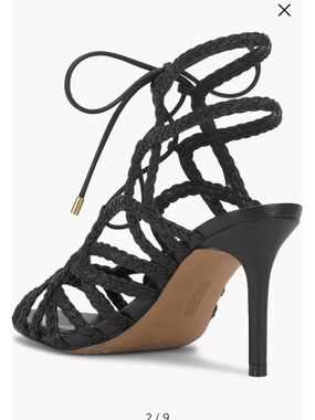 Vince Camuto Black Braided Lace-Up Heeled Sandal